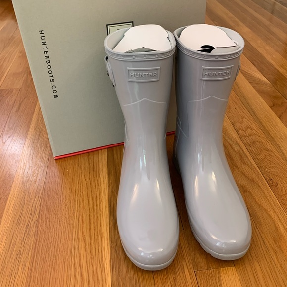 Hunter Shoes - NWT Gray Hunter Refined Short Gloss Rain Boot